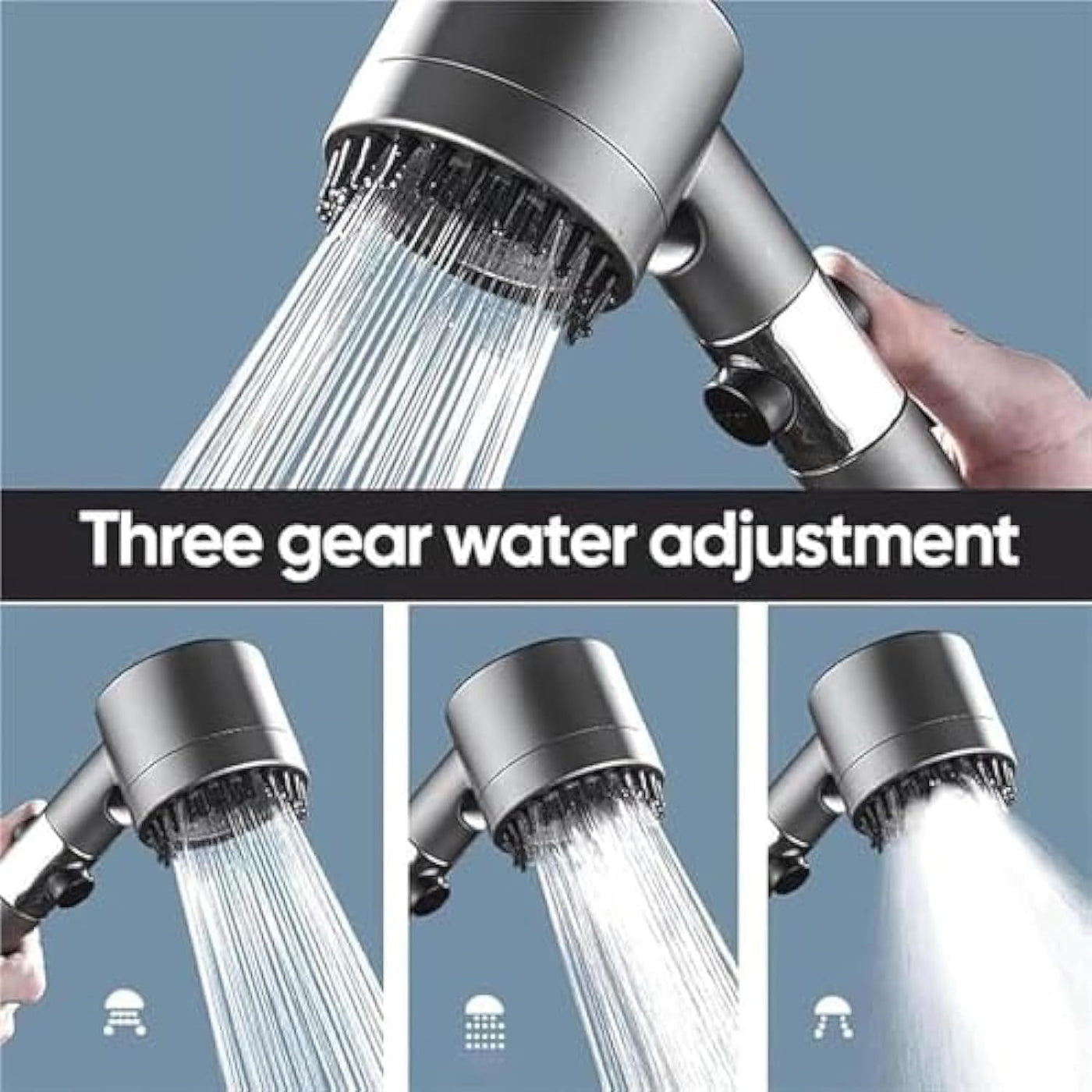 High Pressure Massage Shower Head Handheld Three Spray Mode With Filters