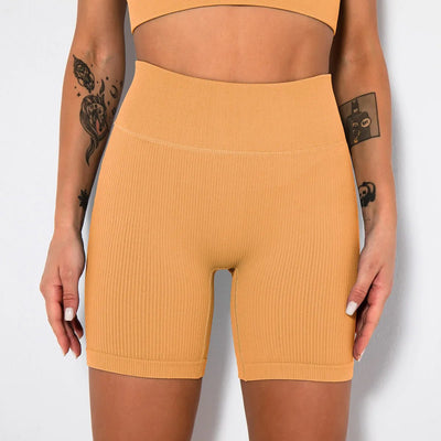 High-Waisted Yoga Shorts For Women Seamless Ribbed Workout Leggings