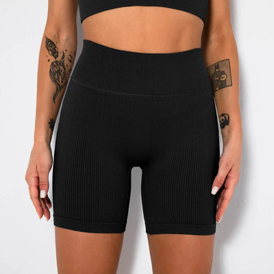 High-Waisted Yoga Shorts For Women Seamless Ribbed Workout Leggings