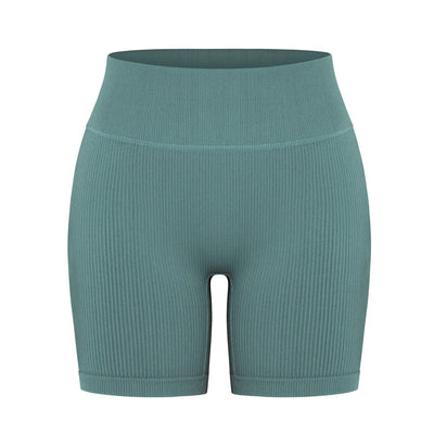 High-Waisted Yoga Shorts For Women Seamless Ribbed Workout Leggings