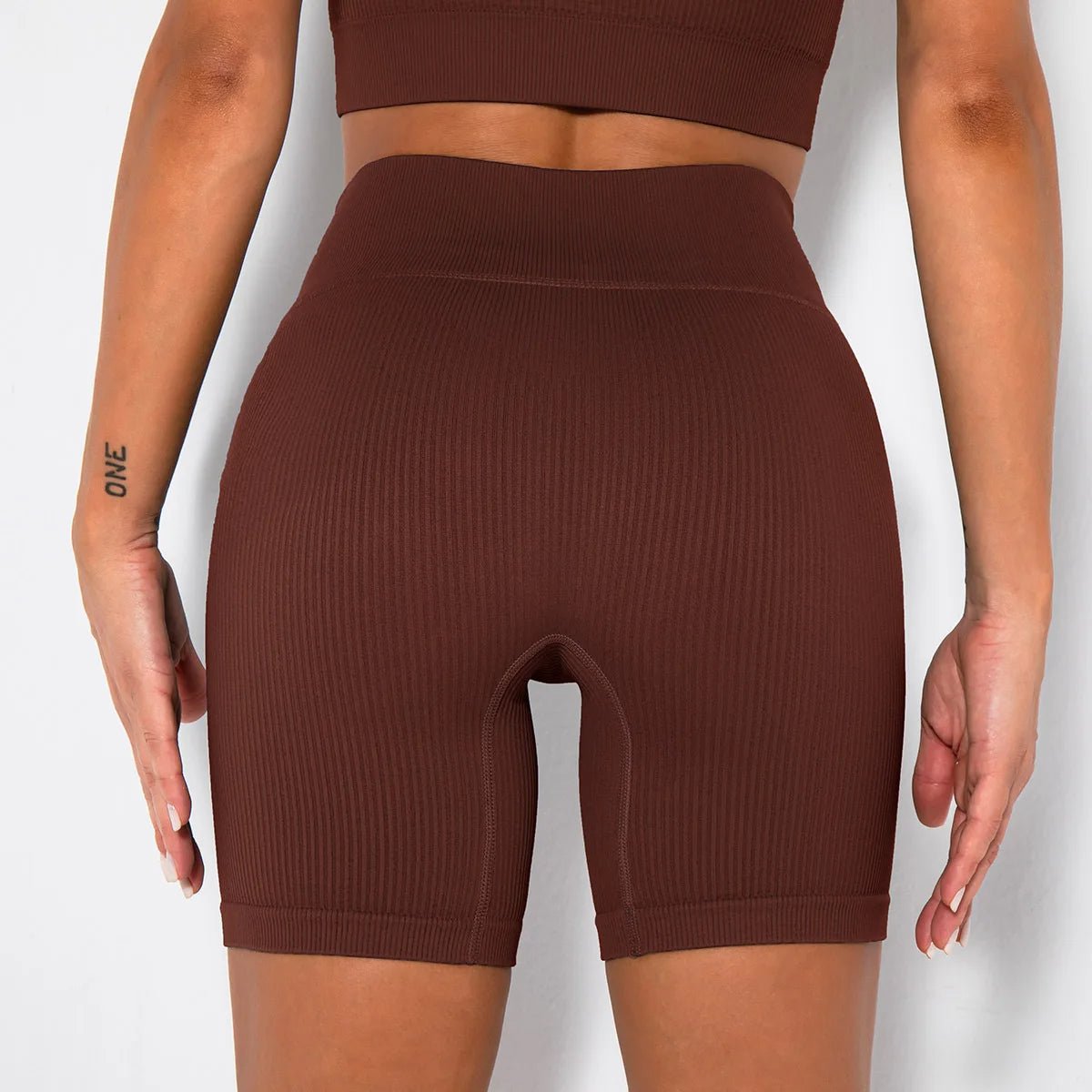 High-Waisted Yoga Shorts For Women Seamless Ribbed Workout Leggings