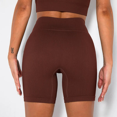 High-Waisted Yoga Shorts For Women Seamless Ribbed Workout Leggings