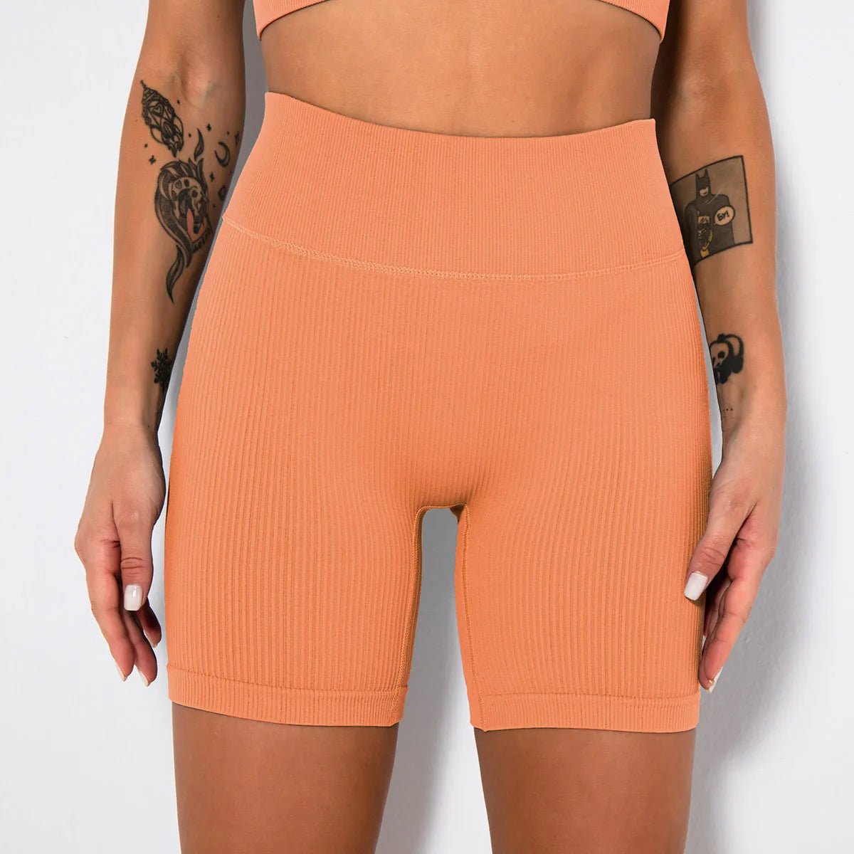 High-Waisted Yoga Shorts For Women Seamless Ribbed Workout Leggings