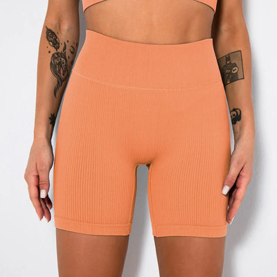 High-Waisted Yoga Shorts For Women Seamless Ribbed Workout Leggings