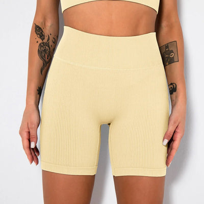 High-Waisted Yoga Shorts For Women Seamless Ribbed Workout Leggings