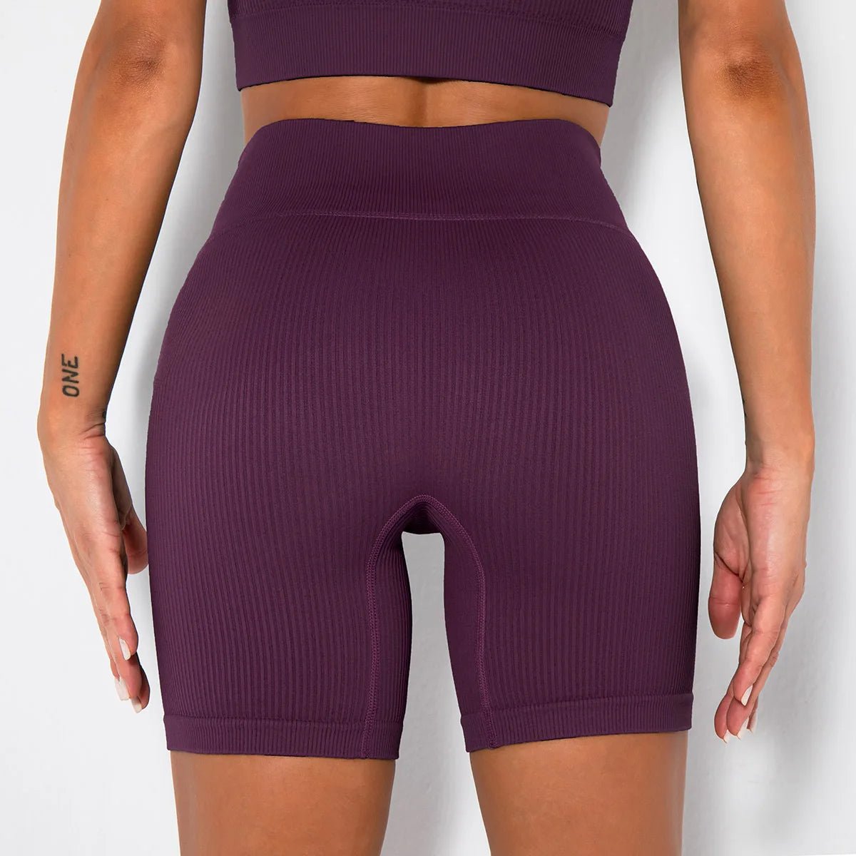 High-Waisted Yoga Shorts For Women Seamless Ribbed Workout Leggings