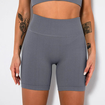 High-Waisted Yoga Shorts For Women Seamless Ribbed Workout Leggings