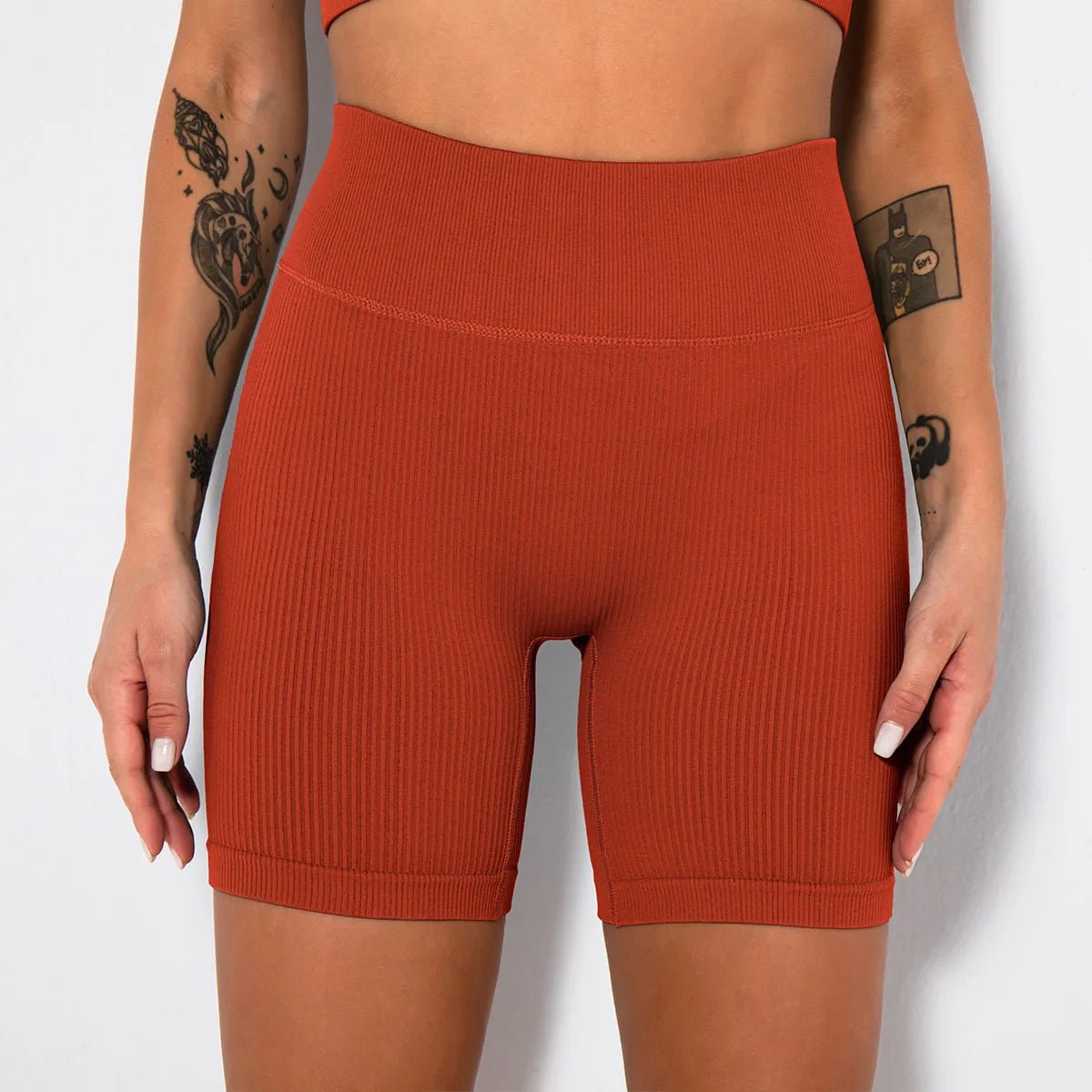 High-Waisted Yoga Shorts For Women Seamless Ribbed Workout Leggings