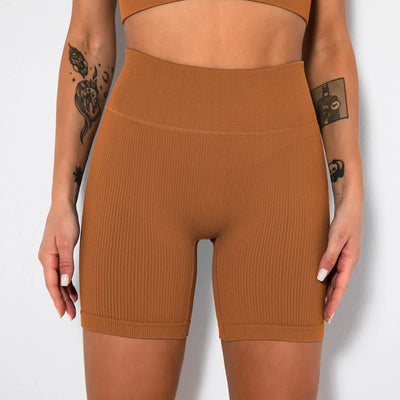 High-Waisted Yoga Shorts For Women Seamless Ribbed Workout Leggings