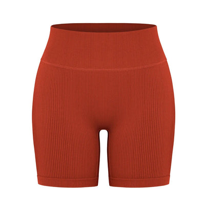 High-Waisted Yoga Shorts For Women Seamless Ribbed Workout Leggings