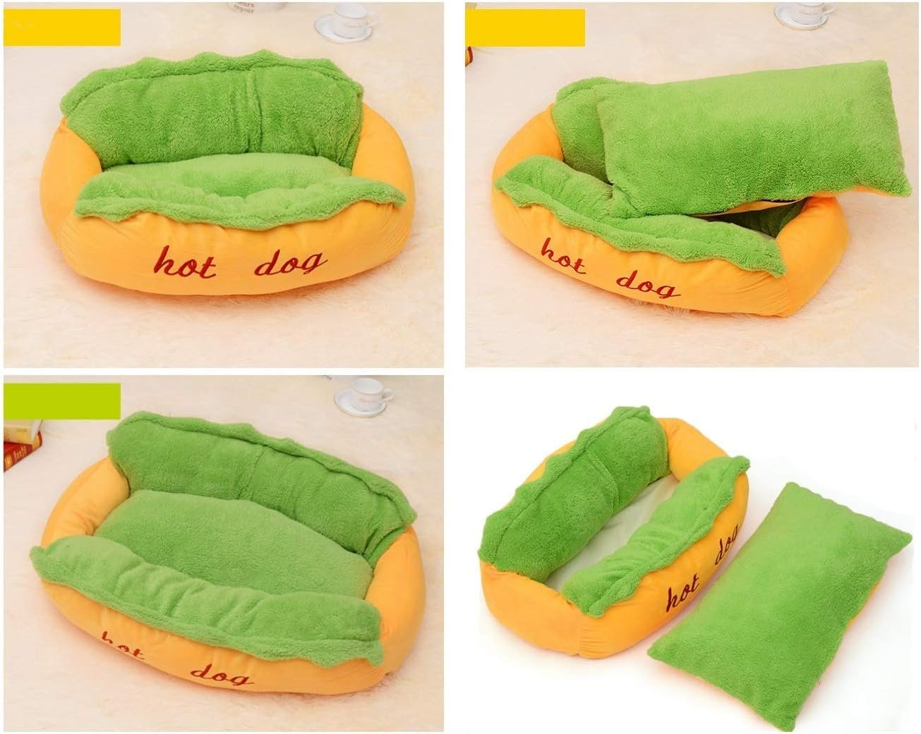 Hot Dog Pet Bed Soft Removable Indoor Lounger For Small Large Dogs