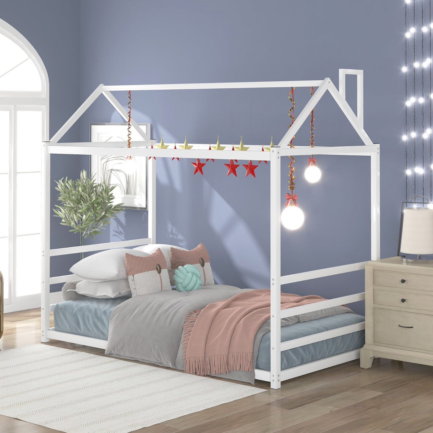 House Platform Bed With Roof And Chimney Kids Design