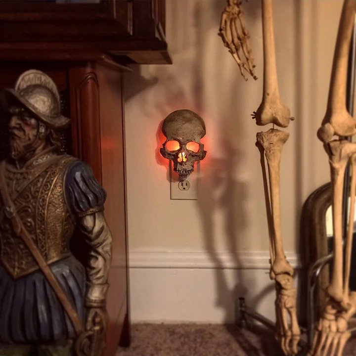 Human Skull Light Gothic Skeleton Plug In Wall Night Lamp