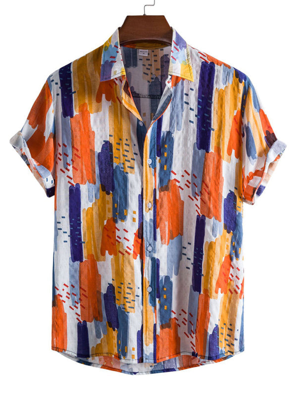 Men's Casual Floral Shirt Short Sleeve Summer Vacation Style
