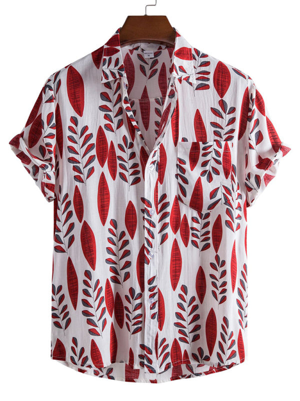 Men's Casual Floral Shirt Short Sleeve Summer Vacation Style