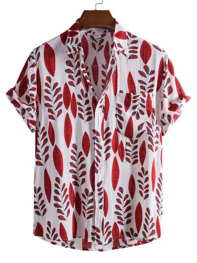 Men's Casual Floral Shirt Short Sleeve Summer Vacation Style