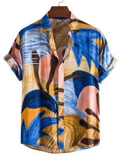 Men's Casual Floral Shirt Short Sleeve Summer Vacation Style