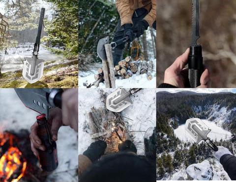 Survival Shovel Set With Durable High Carbon Steel Camping Tool
