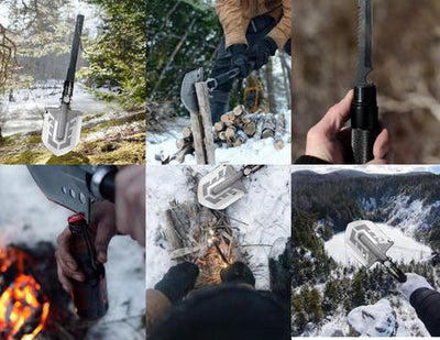 Survival Shovel Set With Durable High Carbon Steel Camping Tool
