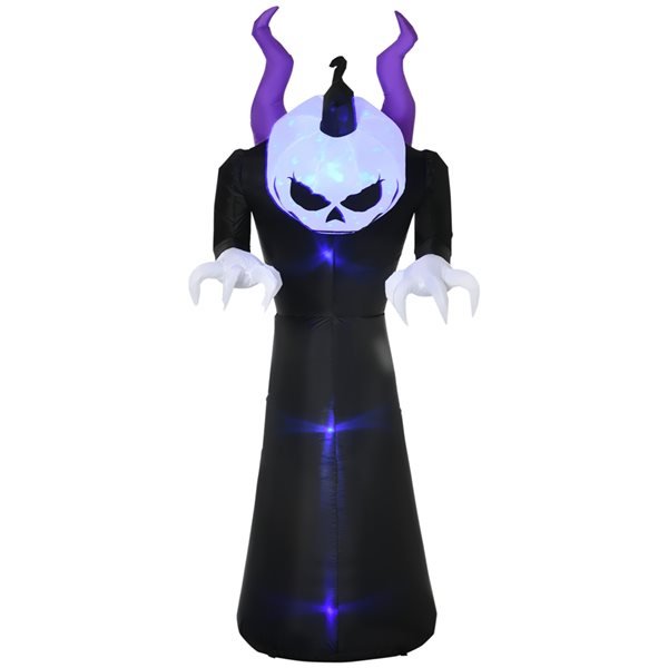 Giant Inflatable Ghost Decoration With Horns And Flame Projection