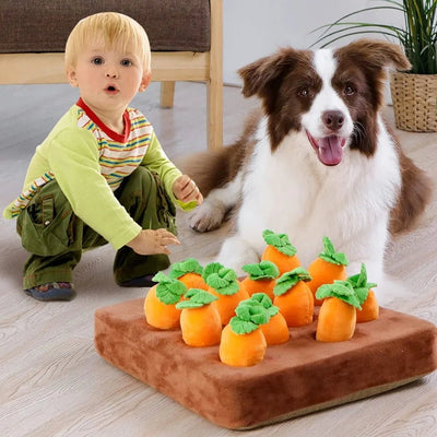 Interactive Carrot Snuffle Mat For Dogs Plush Toy For Mental Stimulation