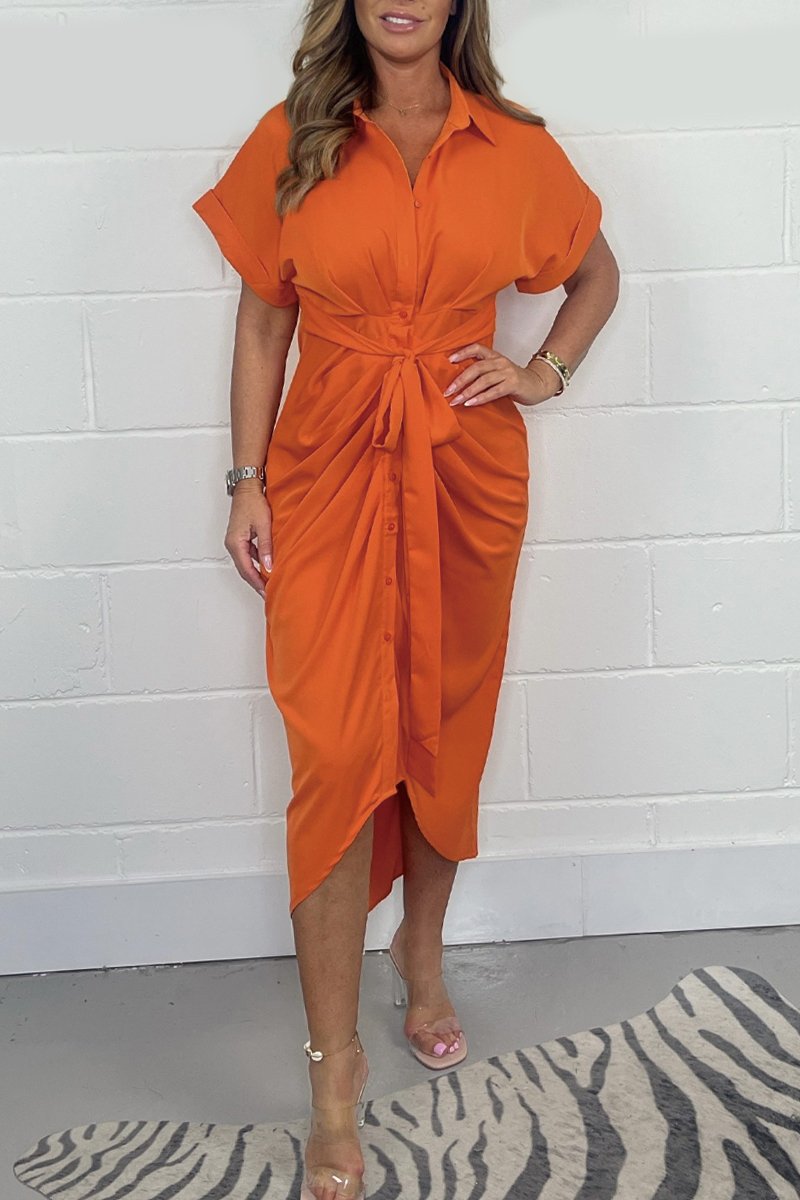 Women Satin Shirt Dress With Button Detail Elegant Design