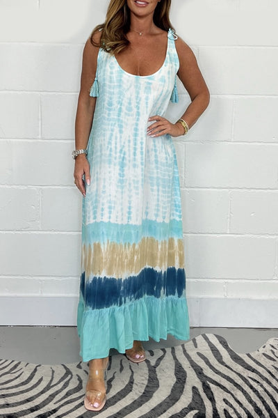 Tie Dye Maxi Dress Handmade Summer Casual Boho Style