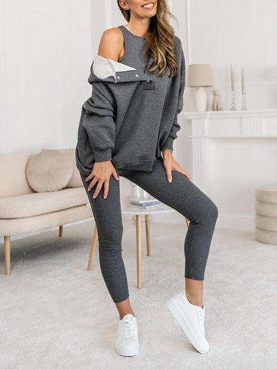 Hooded Sweatshirt Suit Casual Comfortable Stylish Outfit Set