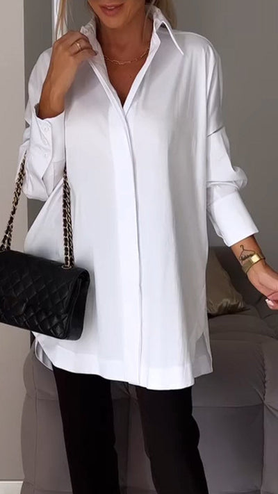 Lapel Slit Shirt Stylish Casual Lightweight Comfortable Design