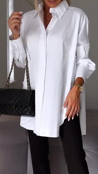 Lapel Slit Shirt Stylish Casual Lightweight Comfortable Design