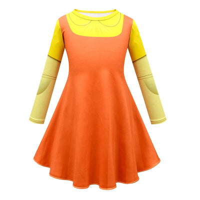 Kids Doll Dress Yellow Long Sleeve Squid Costume For Party