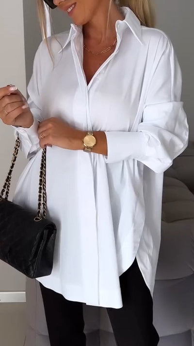 Lapel Slit Shirt Stylish Casual Lightweight Comfortable Design