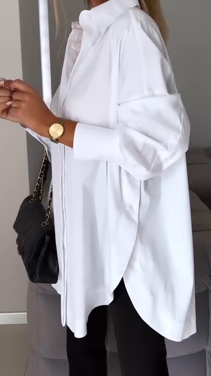 Lapel Slit Shirt Stylish Casual Lightweight Comfortable Design