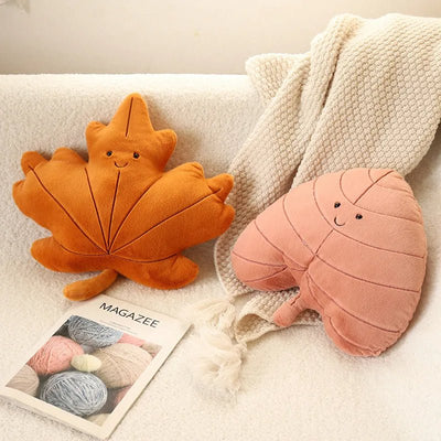Kawaii Plush Maple Leaf Pillow Soft Cozy Stuffed Toy For Room Decor