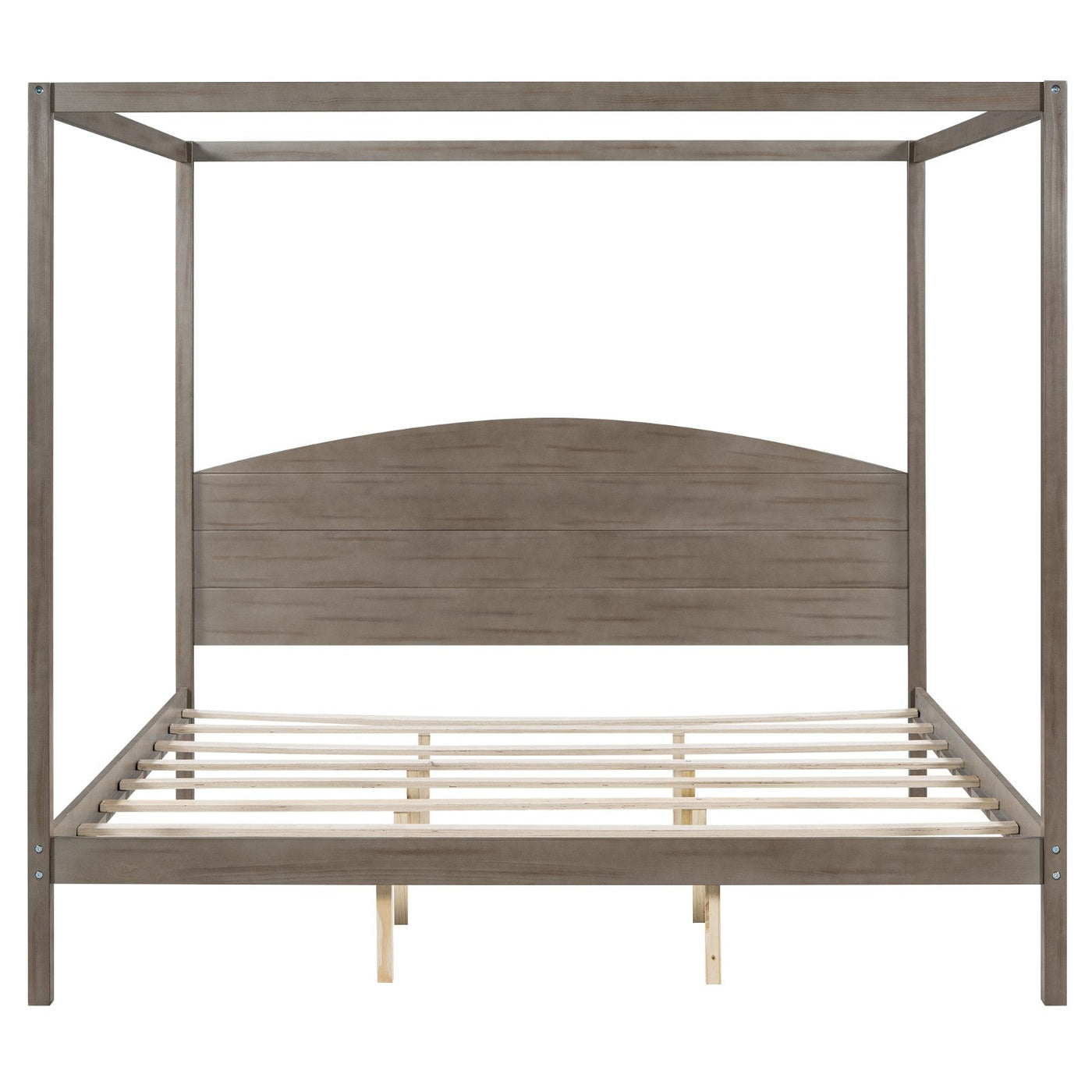 King Size Canopy Bed With Headboard And Support Legs Platform