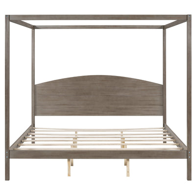 King Size Canopy Bed With Headboard And Support Legs Platform