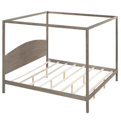 King Size Canopy Bed With Headboard And Support Legs Platform