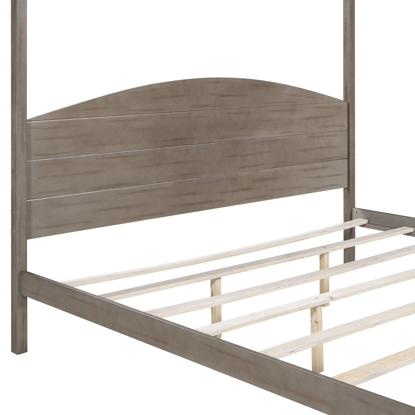 King Size Canopy Bed With Headboard And Support Legs Platform