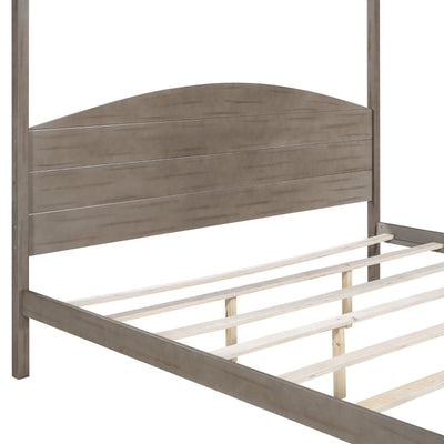 King Size Canopy Bed With Headboard And Support Legs Platform