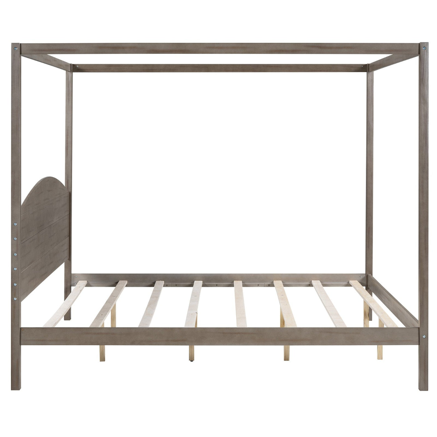 King Size Canopy Bed With Headboard And Support Legs Platform