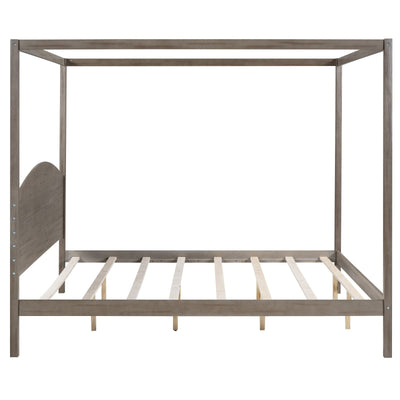 King Size Canopy Bed With Headboard And Support Legs Platform