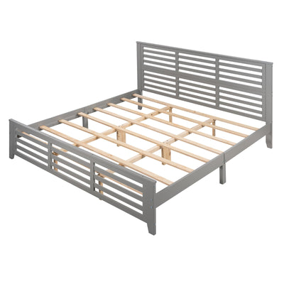 King Size Platform Bed With Modern Horizontal Strip Design