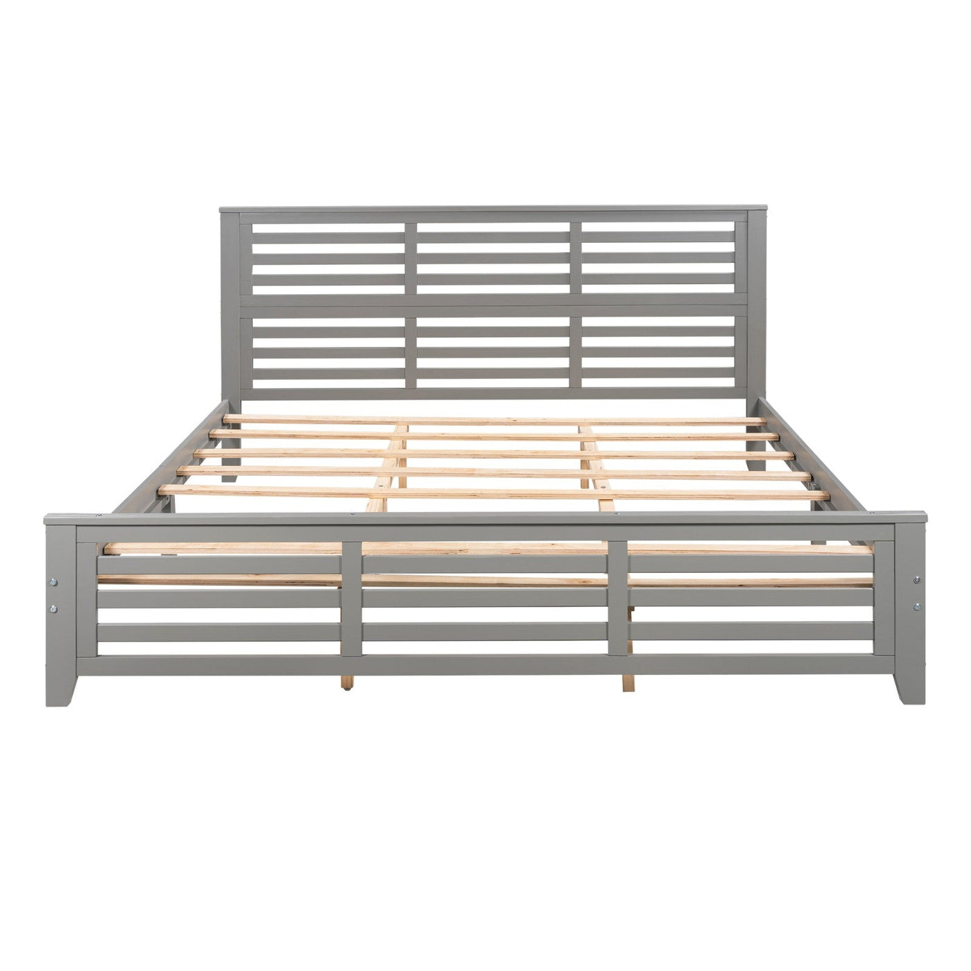 King Size Platform Bed With Modern Horizontal Strip Design