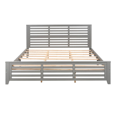 King Size Platform Bed With Modern Horizontal Strip Design
