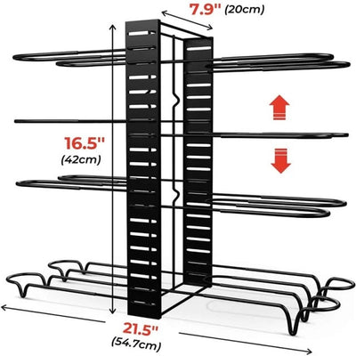 Kitchen Pan Organizer With 8 Adjustable Non Slip Storage Tiers