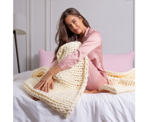 Knitted Weighted Blanket Cozy Comfort For Relaxation And Sleep