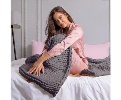 Knitted Weighted Blanket Cozy Comfort For Relaxation And Sleep