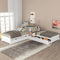 L-shaped Platform Bed With Trundle Drawers And Built-in Desk Twin