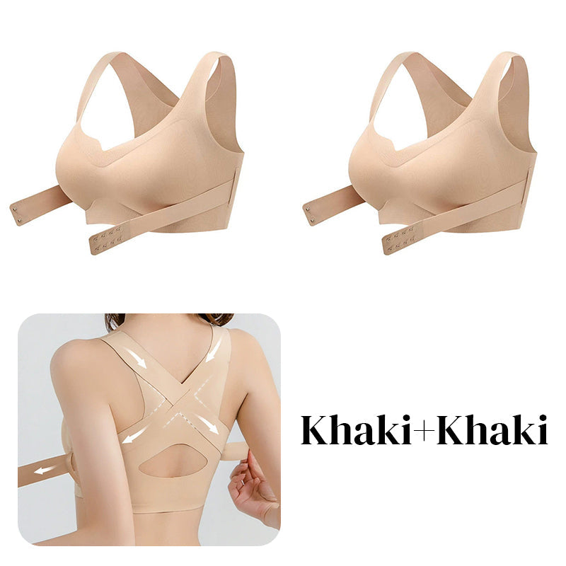 Women's Posture Bra Front Closure Seamless Back Support Bra
