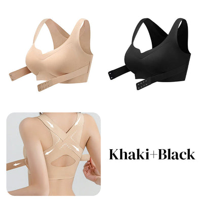 Women's Posture Bra Front Closure Seamless Back Support Bra